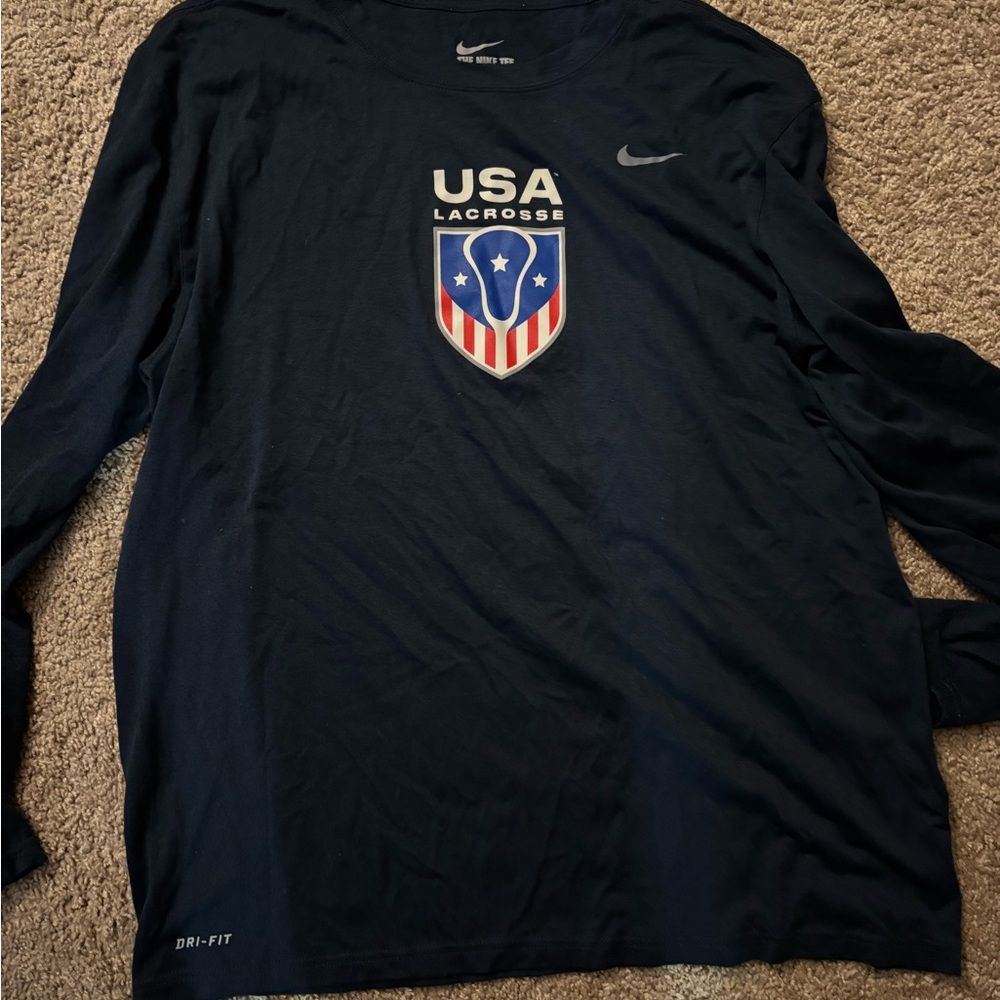 Nike Men's Navy Blue USA Lacrosse Dri-FIT Shirt